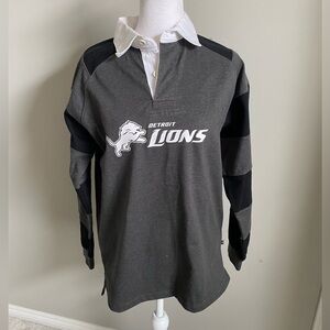 Detroit Lions Men's Charcoal Rugby Shirt with White Collar
